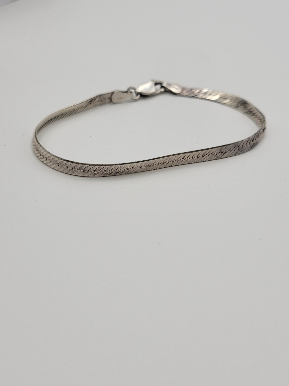 Sterling Silver Italy Herringbone Chain Bracelet Size 6.5 in